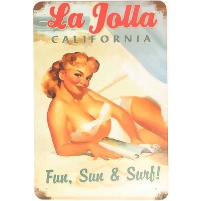 plechová retro ceduľa La Jolla California