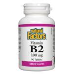 Natural Factors Витамин В2 (рибофлавин) - Vitamin B2 100 mg, 90 таблетки Natural Factors (1215 NF)