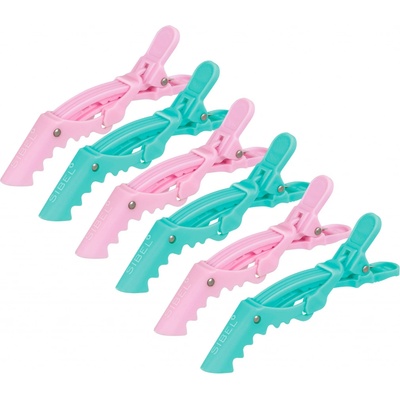 Sibel Gator Clips - štipce do vlasov "krokodílky" Retro Summer Edícia - 6x11 cm - ružovo-modré (6ks/bal)