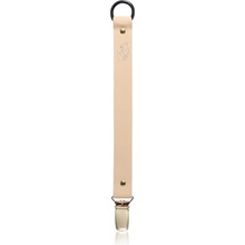 Bjällra of Sweden Pacifier Clip spona na cumlík Beige Faux Leather 1 ks