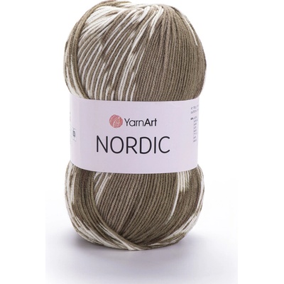 Yarn Art příze Nordic 661 khaki, světle hnědá a krémová