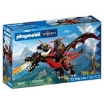 Playmobil | Knights | Black Dragon | Large fire dragon with shooting function and knight | Dragon toy for children aged 4 and up | 72114