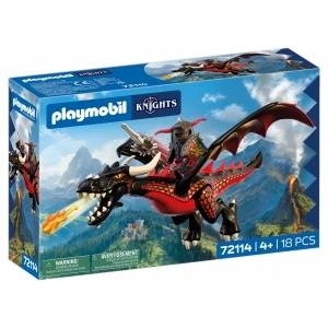 Playmobil | Knights | Black Dragon | Large fire dragon with shooting function and knight | Dragon toy for children aged 4 and up | 72114