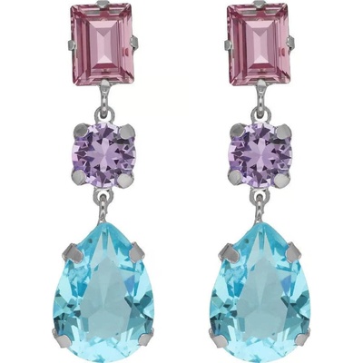 Victoria Cruz stříbrné visací náušnice s barevnými krystaly Bay A4892-MHT