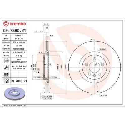 Brzdový kotúč BREMBO 09.7880.21 (09788021)