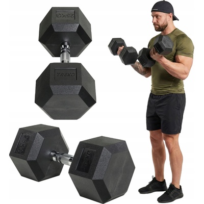 XTREXO Pogumovaná činka Hex HXD250 25 kg
