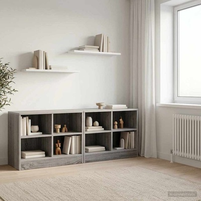 vidaXL Шкаф за легло с рафт 2 бр. Сив Сонома 66 x 33 x 48 см (893728)