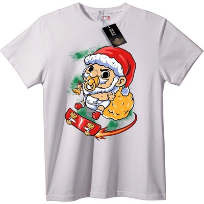 NOONEBRAND Тениска Дядо Коледа Бебе на Скейтборд - 7XL, Black