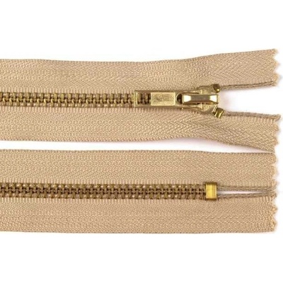 Zdrhovadlo zip mosazný 22cm nedělitelný 6mm přírodní