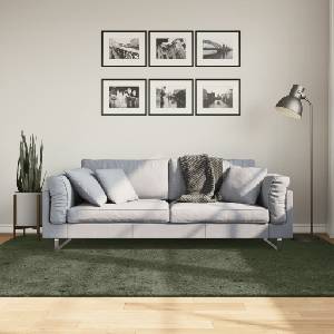 vidaXL Килим HUARTE с къс косъм, мек и миещ се, горско зелен 160x230см (375098)