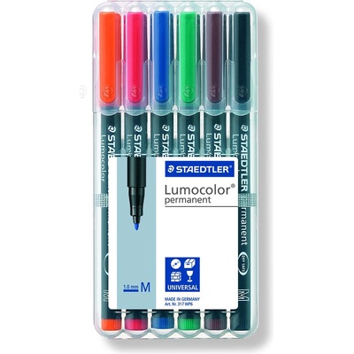 STAEDTLER К-т маркери Staedtler Lumocolor 317 OHP M, 6 цвята (21101-А)