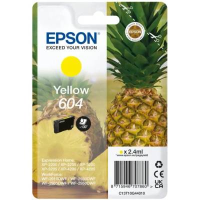 Epson 604 мастилена касета, жълта, 2, 4 мл, стандартна производителност (C13T10G44010)