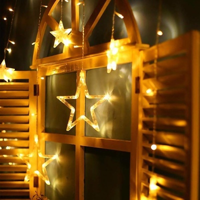 MagicHome Reťaz Curtain 138 LED teplá biela s hviezdami 230V 50 Hz 8 funkcií osvetlenie L-2,2x0,6/0,9 m