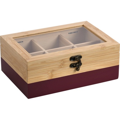 Kesper Organizér na čaje 6 priehradiek bambus zelený 21,5 x 15 x 8,5 cm