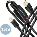 AXAGON ADR-215B 15 м активен ретранслатор USB 2.0 A мъжки към USB B мъжки кабел (ADR-215B)