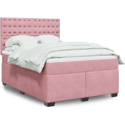 vidaXL 11461.3293247 Boxspring postel s matrací růžová samet