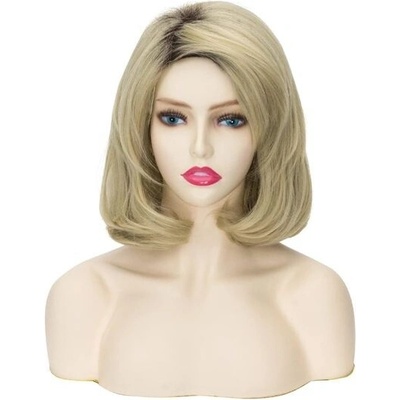 Morticia Kurze Blond tmavě odrostený bob Pelucas Reality Syntetická Halloween Cosplay Dámská paruka