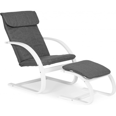 ModernHome Finské houpací křeslo s podnožkou bílé TXWQM-31-6-WHITE – Zboží Dáma