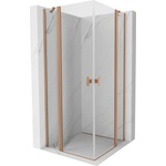 Mexen Mist Duo отваряща се душ кабина 75 x 75 см, прозрачно, матирана мед - 8A4-075-075-65-00 (8A4-075-075-65-00)