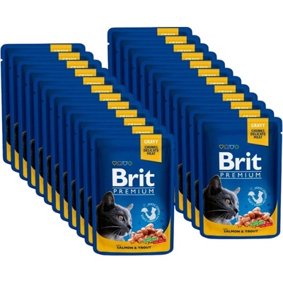 Brit Premium Cat s lososom a pstruhom v omáčke 24 x 100 g
