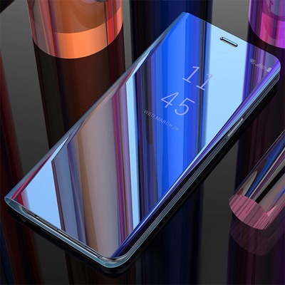 SES Zrkadlové plastové flip Xiaomi Redmi Note 9 - modré 7419