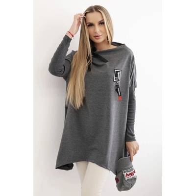 Kesi 0015GR Dámska Oversize tunika s asymetrickými bokmi grafitová
