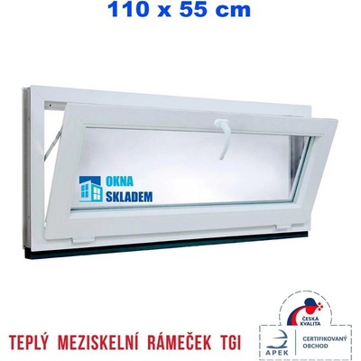 ERKADO Plastové okno 1100 x 550 mm bílé sklopné