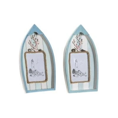 DKD Home Decor Рамка за снимки DKD Home Decor 8424001731435 Barco Син Бял Дървен MDF Средиземноморско (2 броя)