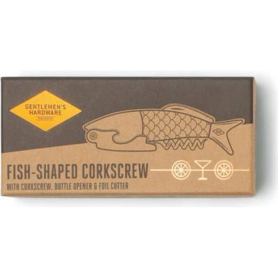 GENTLEMEN'S HARDWARE Kapesní otvírák na lahve Fish Shaped – 3v1, hnědá barva, kov