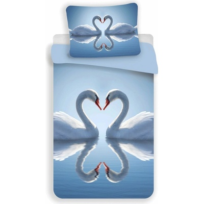 Textilomanie 3D obliečky z mikrovlákna SWAN modré 70x90 140x200