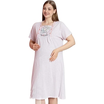 Бяла макси нощница за кърмачки с коралови точици