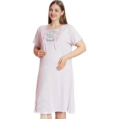 Бяла макси нощница за кърмачки с коралови точици