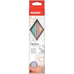 Kores Комплект графитни моливи с гума, HB, триъгълни, KORES "Grafitos Style Pastel" 92803 (92803)