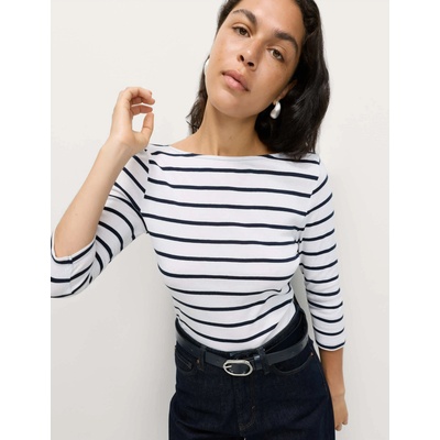 Marks & Spencer Черно-бяла дамска тениска на райета Marks & Spencer Marks & Spencer | Byal | ЖЕНИ | S