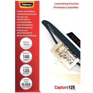 Fellowes 75x105 mm 125 микрона 100 бр. /пак лъскаво фолио за горещо ламиниране 5306901 (5306901)