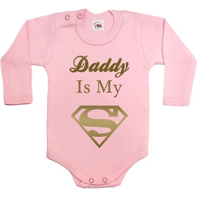 Body s potiskem Daddy is my Superhero Světlá růžová Canvas Dětské body Bezvatriko.cz