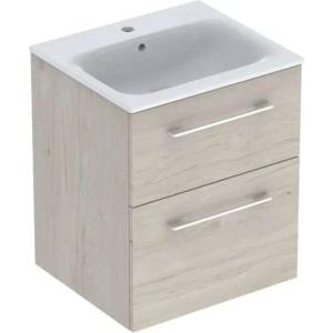 Geberit Selnova Square - Шкафче за умивалник 64x54x48 см, с умивалник, 2 чекмеджета, светъл орех хикори 501.235. 00.1 (501.235.00.1)