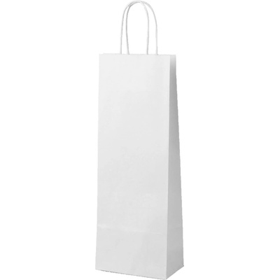 Papírová taška na víno 140x80x390 mm bílá / 25 kusů / kroucené ucho