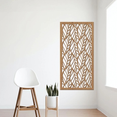dřevo života Dřevěný dekorační panel LEAF III Rozměry (cm): 50x95, Zvolte barvu dekoru: Horský dub