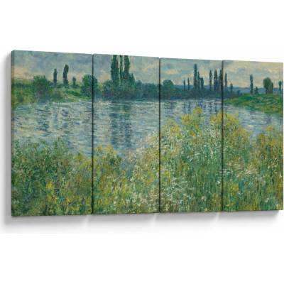Obraz - Claude Monet, Banks of the Seine, reprodukcia, štvordielne 160x80 cm