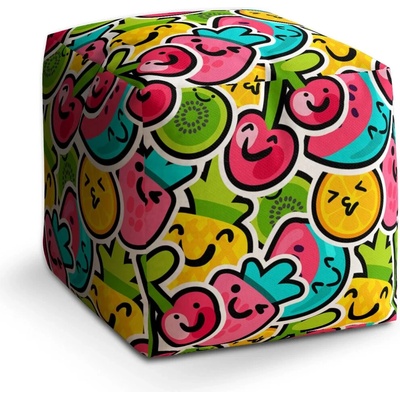 Sablio Taburet Cube Veselé ovoce - 50x50x50 cm