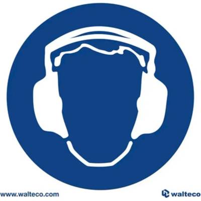 Walteco Bezpečnostné značenie ""Chrániče sluchu"" samolepiace, 92 x 92 mm