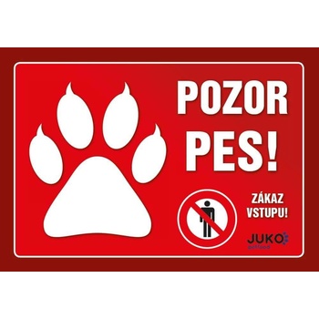 Juko Plastová tabuľa Pozor Pes Labka 21 x 14,7 cm