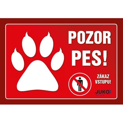 Juko Plastová tabuľa Pozor Pes Labka 21 x 14,7 cm