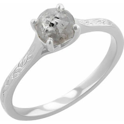 Eppi Zlatý ručne rytý prsteň so salt and pepper diamantom Estella R45759