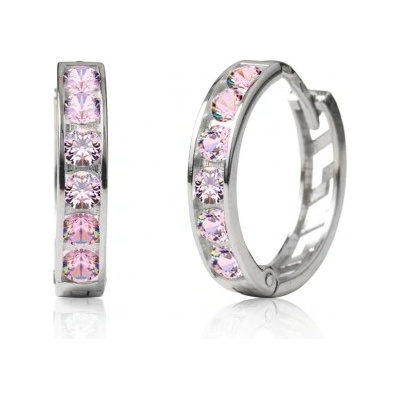 Couple, Dívčí kruhové náušnice Elaxi II, bílé zlato s růžovými zirkony, Kruhy kloubové, 585-66-3-0364.1B00.0.11.008.61