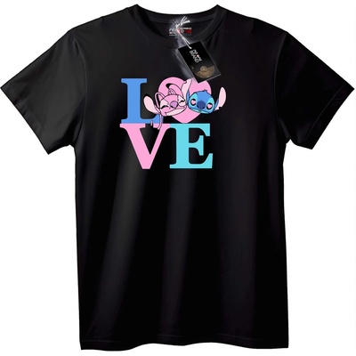 NOONEBRAND Тениска Lilo & Stitch Любов - 3XL, Black