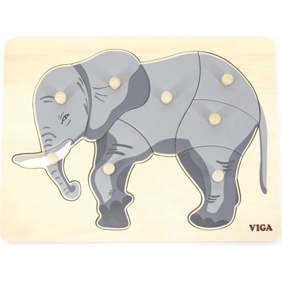 VIGA Montessori puzzle s úchytmi Slon
