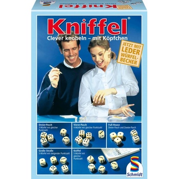 Schmidt Spiele Kniffel - игра с кубчета с кожена чаша за хвърляне (4001504490300)