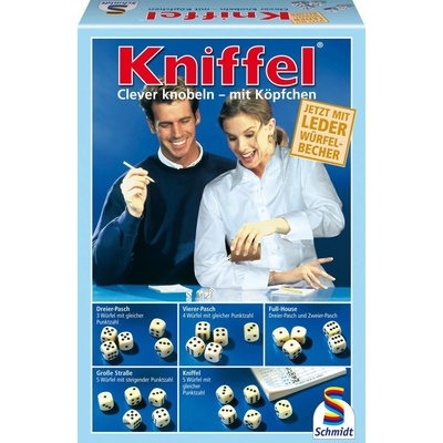 Schmidt Spiele Kniffel - игра с кубчета с кожена чаша за хвърляне (4001504490300)